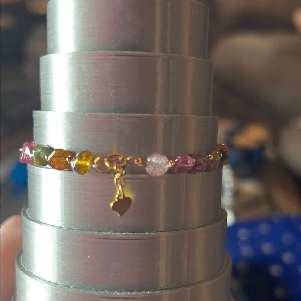 #44 Multicolor Watermelon Tourmaline Gemstone Bracelet small